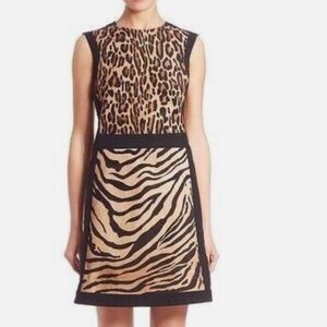 Alberta Ferretti Leopard Print/ Animal Print Sleeveless Designer Dress, S/M